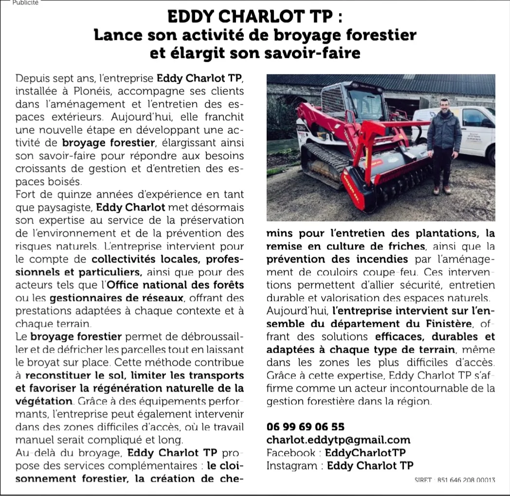 Chantier de broyage forestier en Finistère